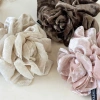 Korean-style pink velvet rose bow flower large intestine hair band, high-end bun hair accessory and hair tie details Picture